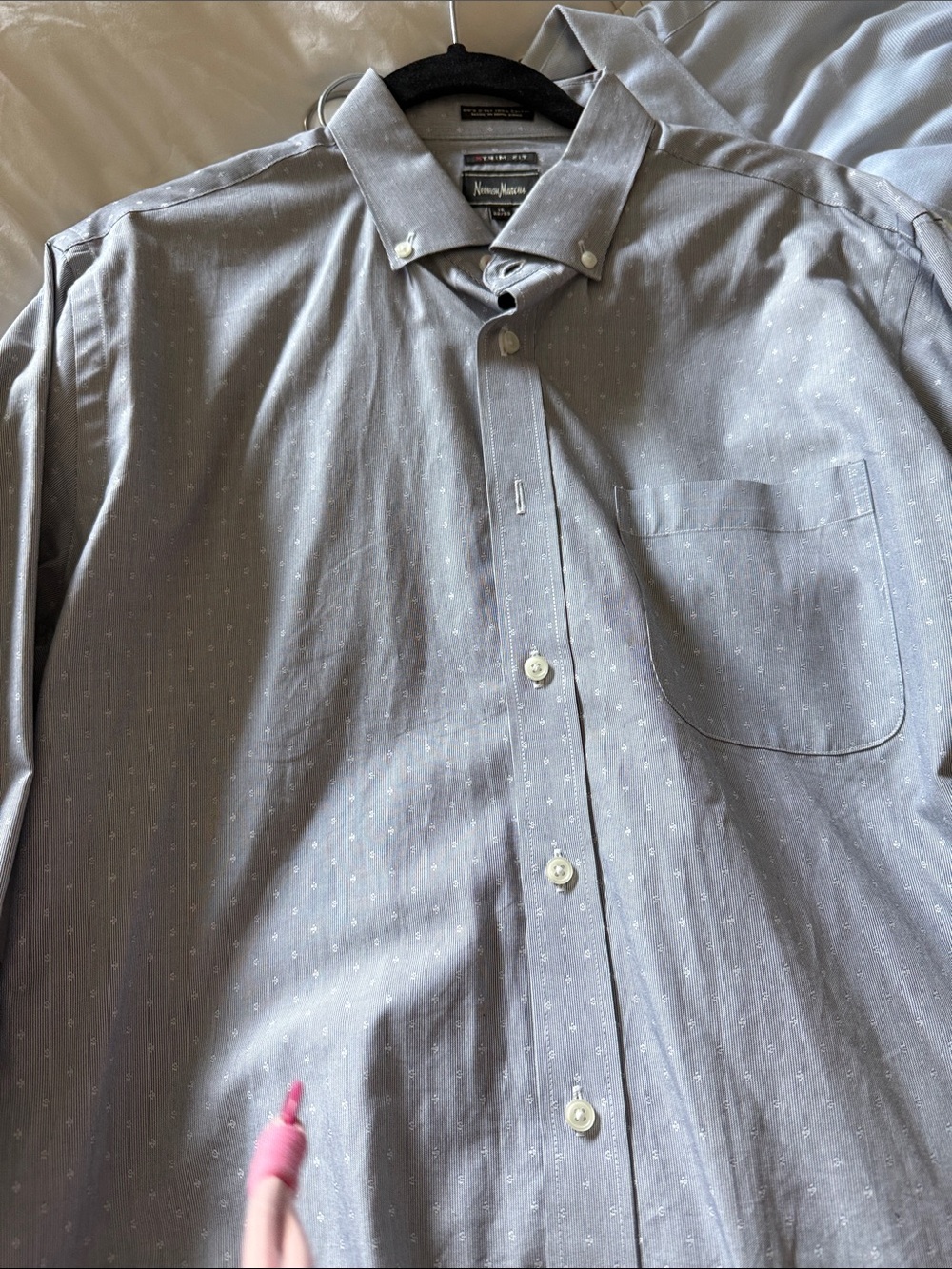 Neiman Marcus Men's Light Gray Button-Down Dress Shirt
